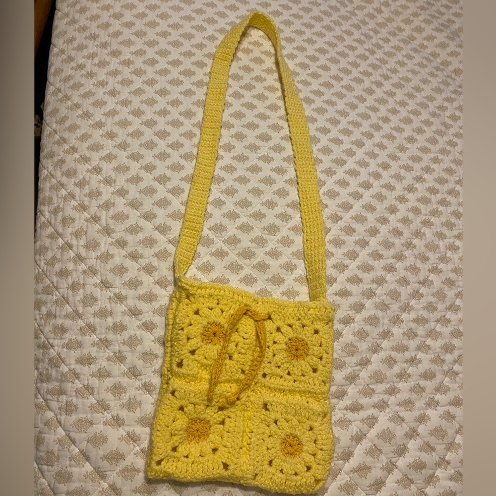 Yellow Crochet Shoulder Bag